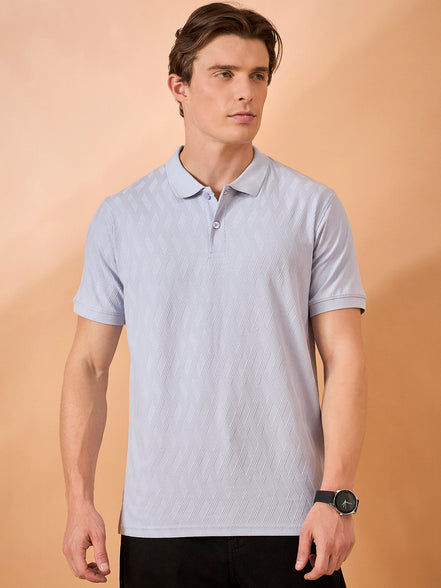 Men Lavender Check Regular Fit T-Shirt