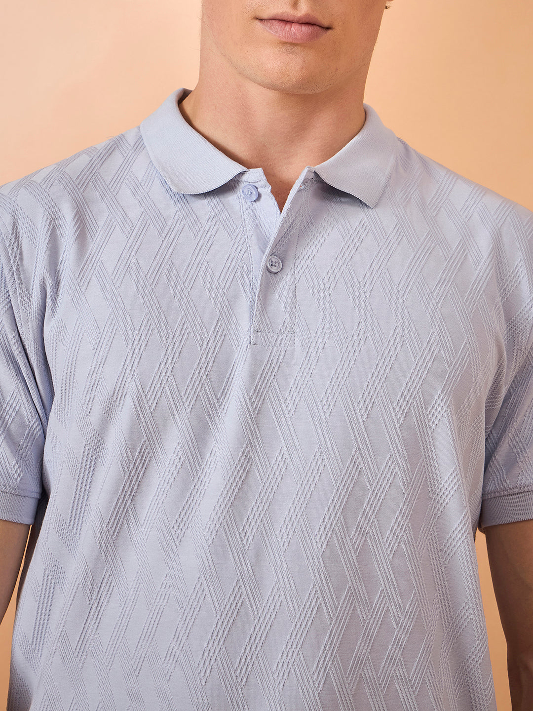 Men Lavender Check Regular Fit T-Shirt