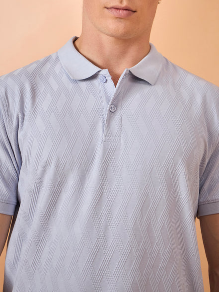 Men Lavender Check Regular Fit T-Shirt