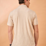 Men Beige Check Regular Fit T-Shirt