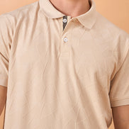 Men Beige Check Regular Fit T-Shirt