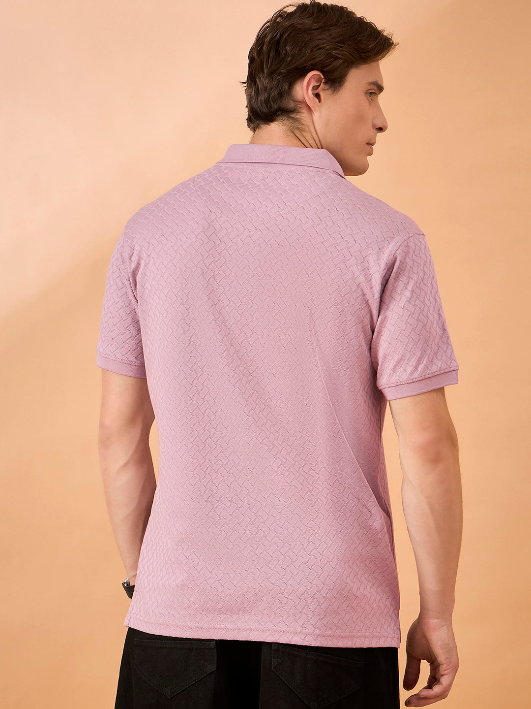Men Light Onion Check Regular Fit T-Shirt