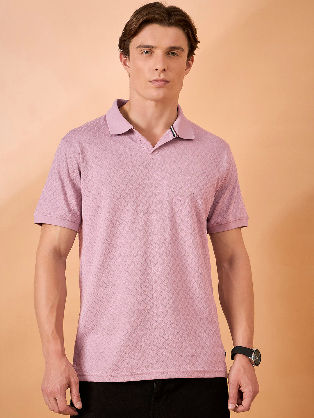 Men Light Onion Check Regular Fit T-Shirt