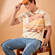Men Off White Print Regular Fit T-Shirt