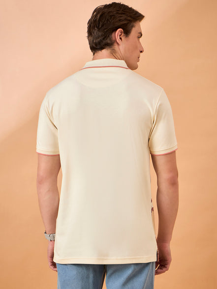 Men Off White Print Regular Fit T-Shirt