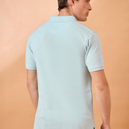 Men Sky Blue Print Regular Fit T-Shirt