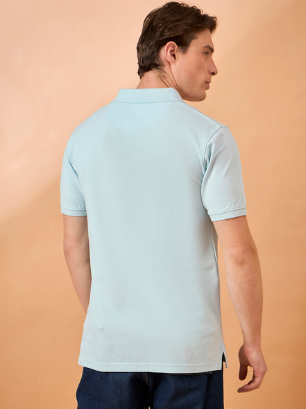 Men Sky Blue Print Regular Fit T-Shirt