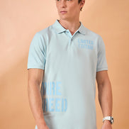 Men Sky Blue Print Regular Fit T-Shirt