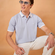 Men Lavender Solid Regular Fit T-Shirt