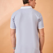 Men Lavender Solid Regular Fit T-Shirt