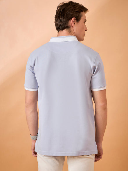 Men Lavender Solid Regular Fit T-Shirt