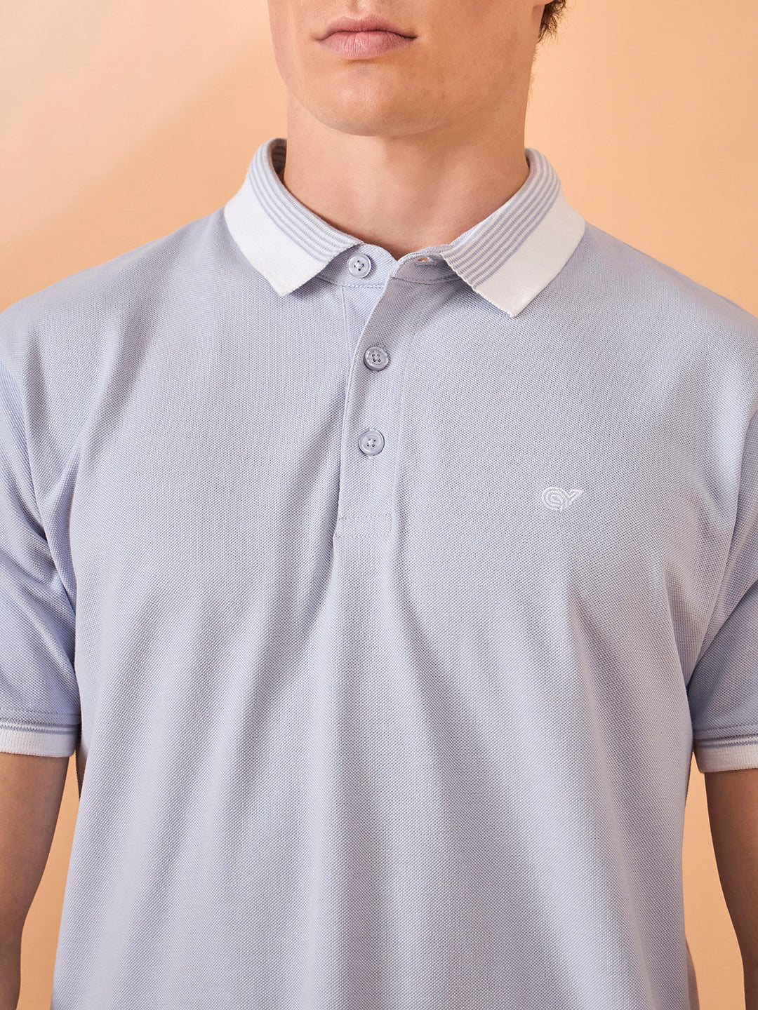 Men Lavender Solid Regular Fit T-Shirt