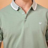 Men Green Solid Regular Fit T-Shirt