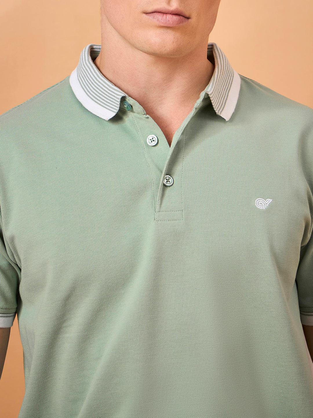 Men Green Solid Regular Fit T-Shirt