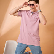 Men Light Onion Embroidery Regular Fit T-Shirt