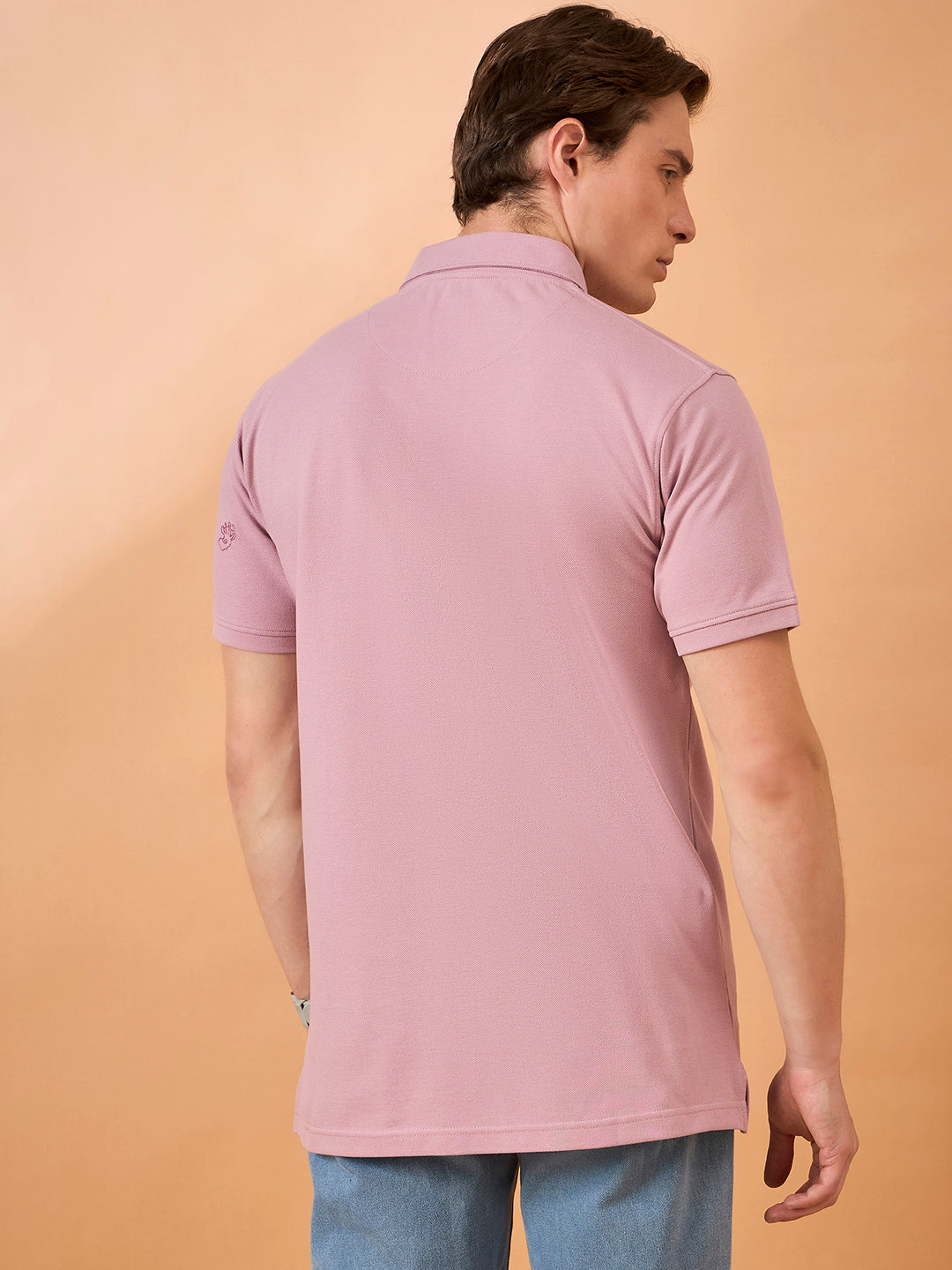 Men Light Onion Embroidery Regular Fit T-Shirt