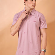 Men Light Onion Embroidery Regular Fit T-Shirt