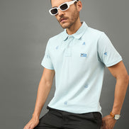 Club York Men Navy Polo neck T-Shirt