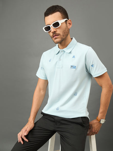 Club York Men Navy Polo neck T-Shirt
