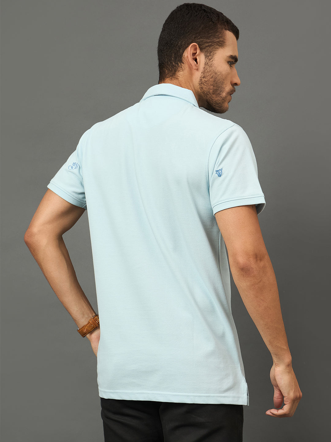 Club York Men Navy Polo neck T-Shirt