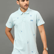 Club York Men Navy Polo neck T-Shirt