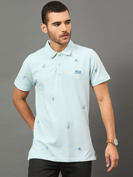 Club York Men Navy Polo neck T-Shirt
