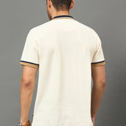 Club York Men Off White Polo neck T-Shirt