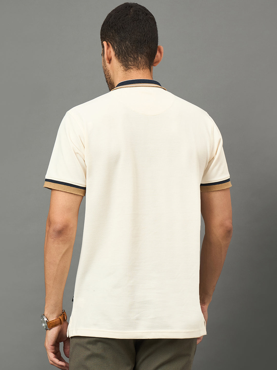 Club York Men Off White Polo neck T-Shirt