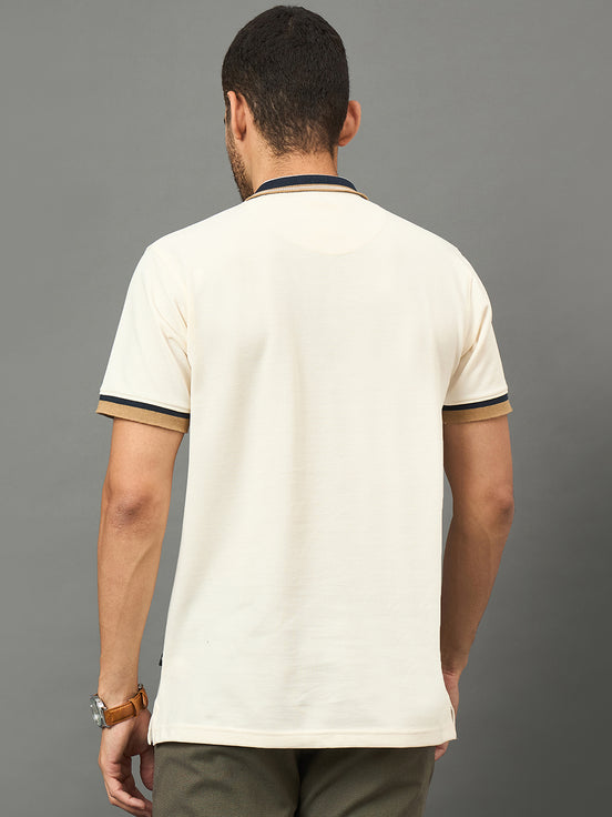 Club York Men Off White Polo neck T-Shirt