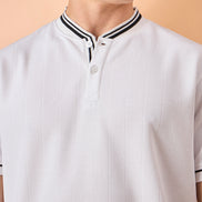 Men Off White Striped Regular Fit T-Shirt