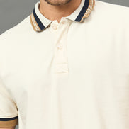 Club York Men Off White Polo neck T-Shirt