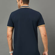 Club York Men Navy Polo neck T-Shirt