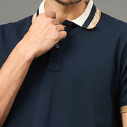 Club York Men Navy Polo neck T-Shirt