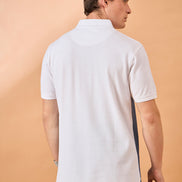 Men White Blue Print Regular Fit T-Shirt