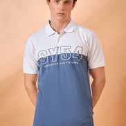Men White Blue Print Regular Fit T-Shirt