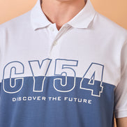 Men White Blue Print Regular Fit T-Shirt