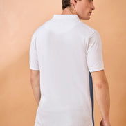Men White Teal Print Regular Fit T-Shirt