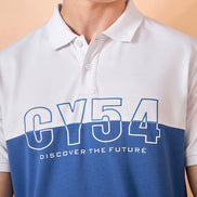Men White Teal Print Regular Fit T-Shirt