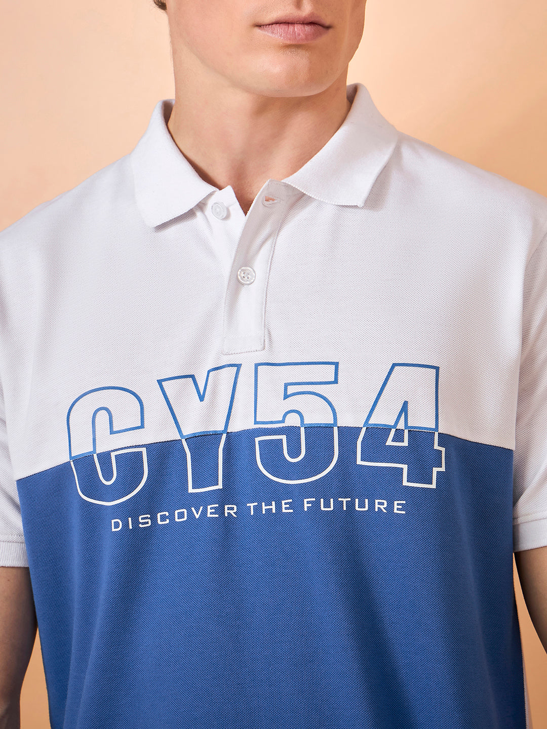 Men White Teal Print Regular Fit T-Shirt