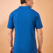 Men Blue Coloblock Regular Fit T-Shirt