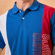 Men Blue Coloblock Regular Fit T-Shirt