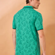Men Sea Green Print Regular Fit T-Shirt