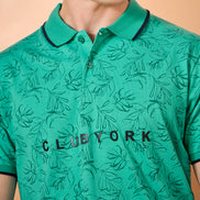 Men Sea Green Print Regular Fit T-Shirt
