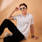 Men White Print Regular Fit T-Shirt