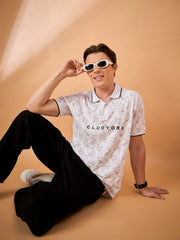Men White Print Regular Fit T-Shirt