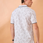 Men White Print Regular Fit T-Shirt