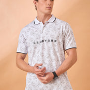 Men White Print Regular Fit T-Shirt