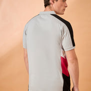 Men Grey Coloblock Regular Fit T-Shirt