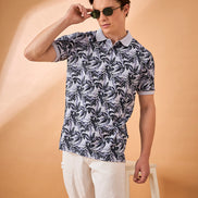 Men Lavender Print Regular Fit T-Shirt