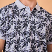 Men Lavender Print Regular Fit T-Shirt